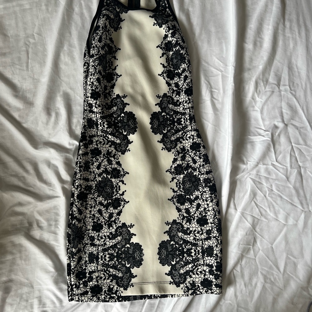 B Darlin Black and White Lace Mini Dress